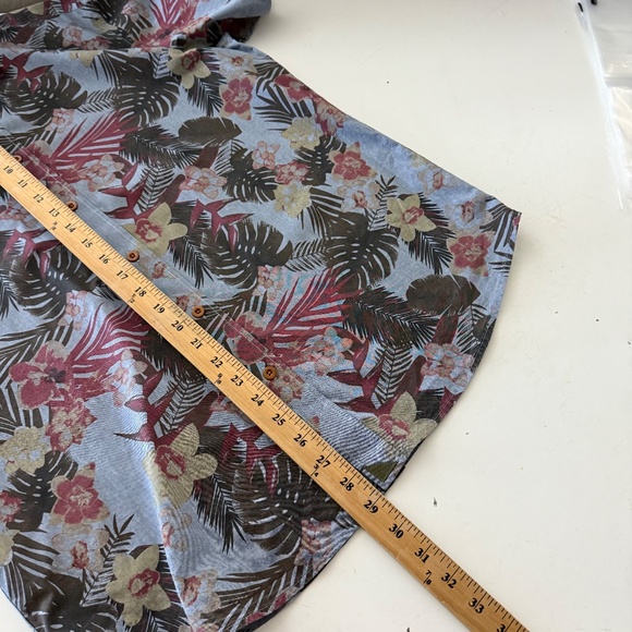 UNTUCKit Dusty Blue Colorful Floral Hawaiian Style Button Up Shirt LARGE SLIM - Picture 6 of 6